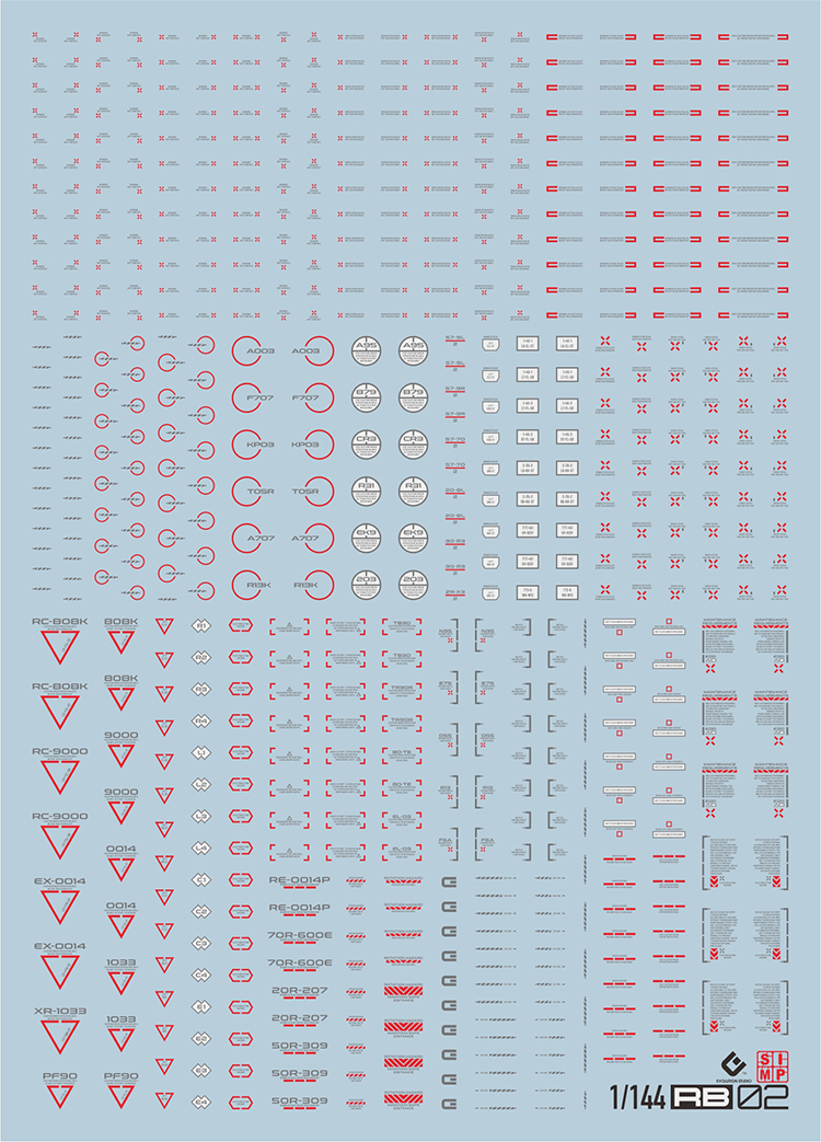 包邮 EVO RB02 1/144 高达模型军事 通用警告 标示 HIQ 荧光 水贴 - 图2