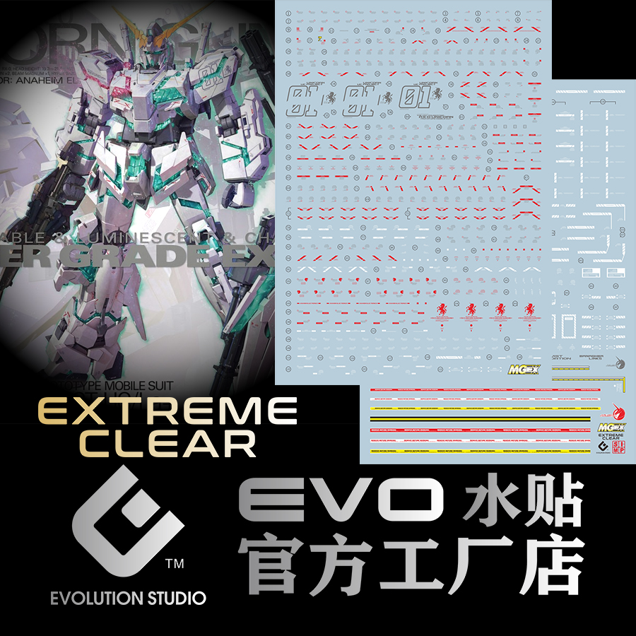 包邮 EVO MGEX MG 独角兽高达 ka卡版 三觉醒 模型 超高清 水贴