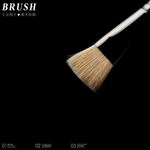 三木株纯羊毛平头小刷子软毛画笔刷工业清洁涂装补漆水彩画笔单支 - 图2