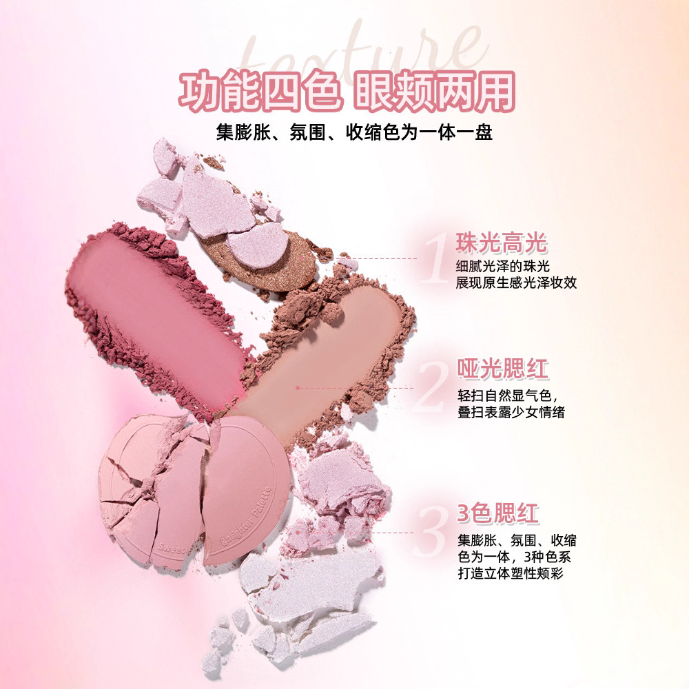 RMT罗小曼渐变腮红多用盘女脸部提亮高光修容新手日常自然一体盘 - 图0