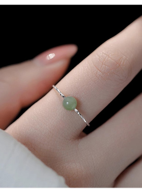 925纯银和田玉戒指女轻奢小众设计食指戒爆款高级感开口素圈戒指