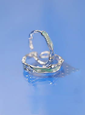 情侣款对戒纯银一对小众设计感