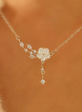 925纯银山茶花项链女款轻奢小众设计感2025新款爆款配饰品送女友