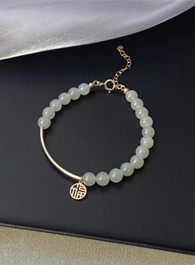 仿和田玉手链女珍珠ins小众设计