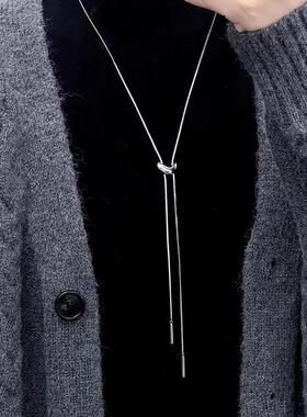 可抽拉爱心项链长款秋冬轻奢小众高级设计感不规则毛衣链蛇骨链女