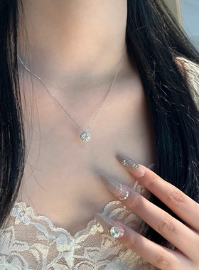 s925纯银一克拉莫桑钻项链女高级感轻奢小众精致锁骨链2025新款潮