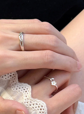 莫离茉莉花戒指女小众设计高级感情侣对戒可调节情人节送女友礼物