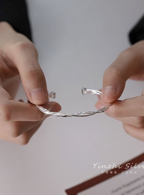 s925纯银莫比乌斯环银手镯女