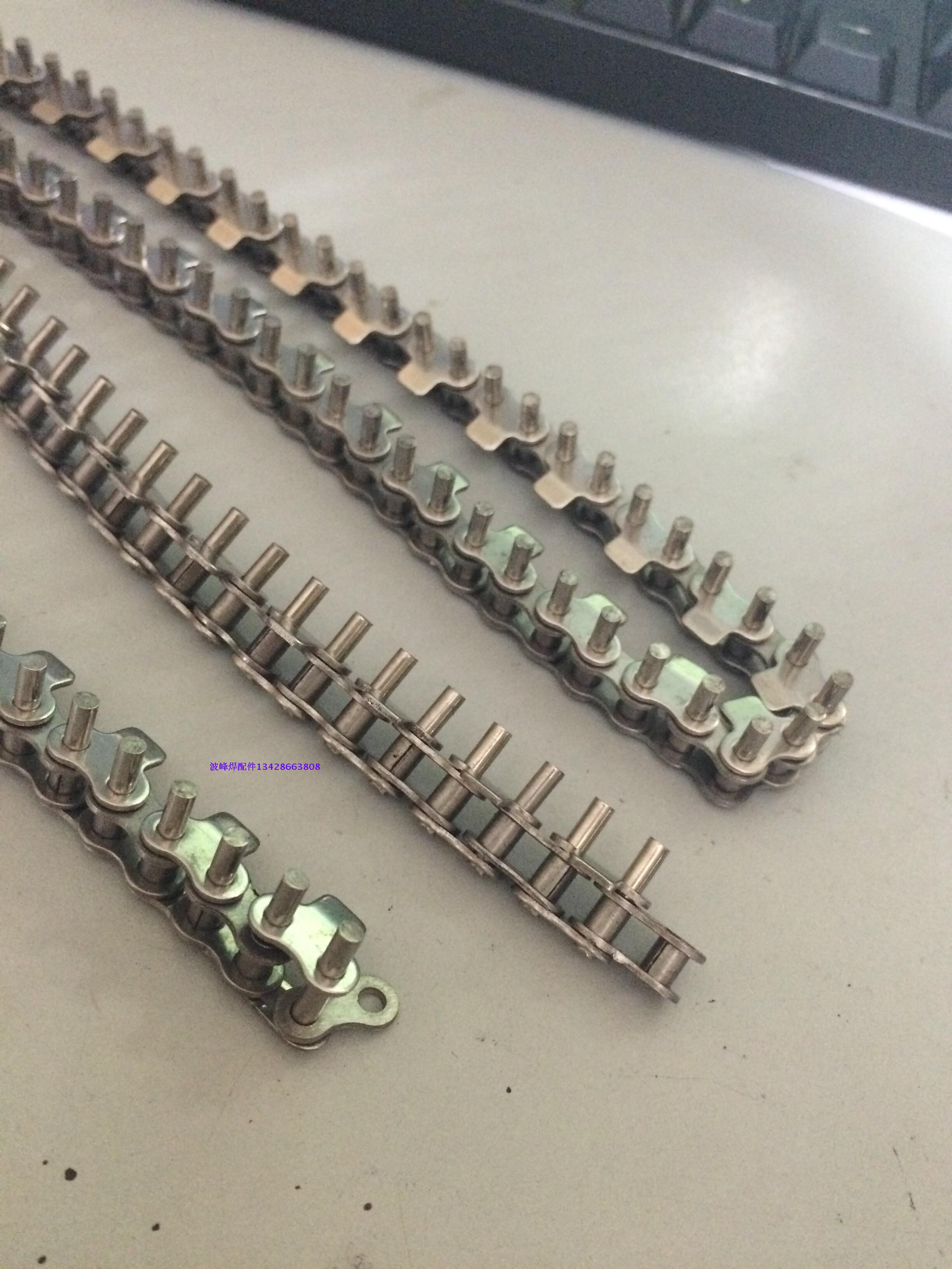 波峰焊入口链条25B链条不锈钢带挡板链条加长销3/5MM链条2分平边