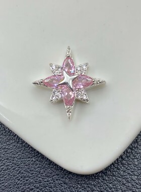 镶彩锆14K保色八芒星多孔隔珠水