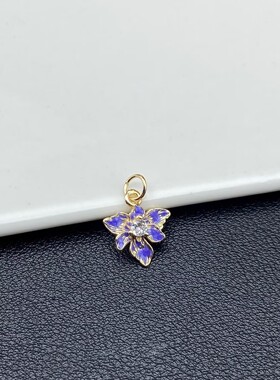 高保色炫彩蓝色花朵吊坠DIY饰品