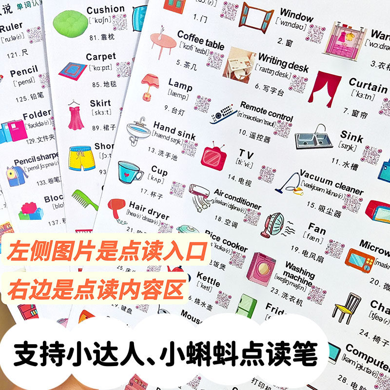 家庭英语贴纸日常场景口语便利贴点读单词贴指令贴便签纸标签卡通