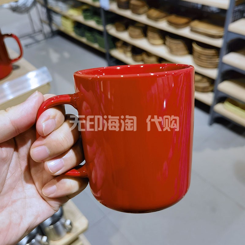 MUJI无印良品炻瓷马克杯红色限定款咖啡杯瓷杯纯色水杯瓷杯喜庆款-图2