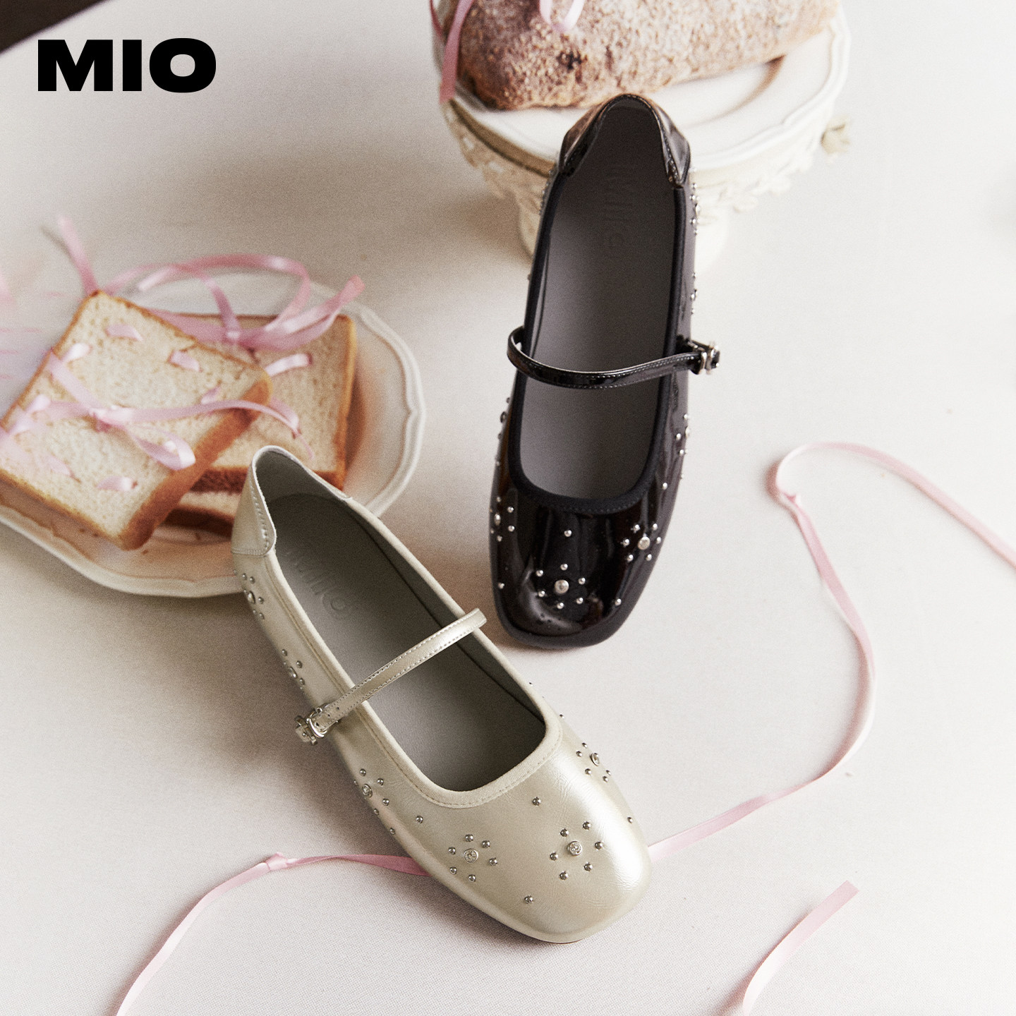 MIO米奥玛丽珍2026春季新款仙女闪钻法式芭蕾舞鞋女鞋方头小单鞋,淘宝优惠券,粉丝福利购,淘宝优惠卷