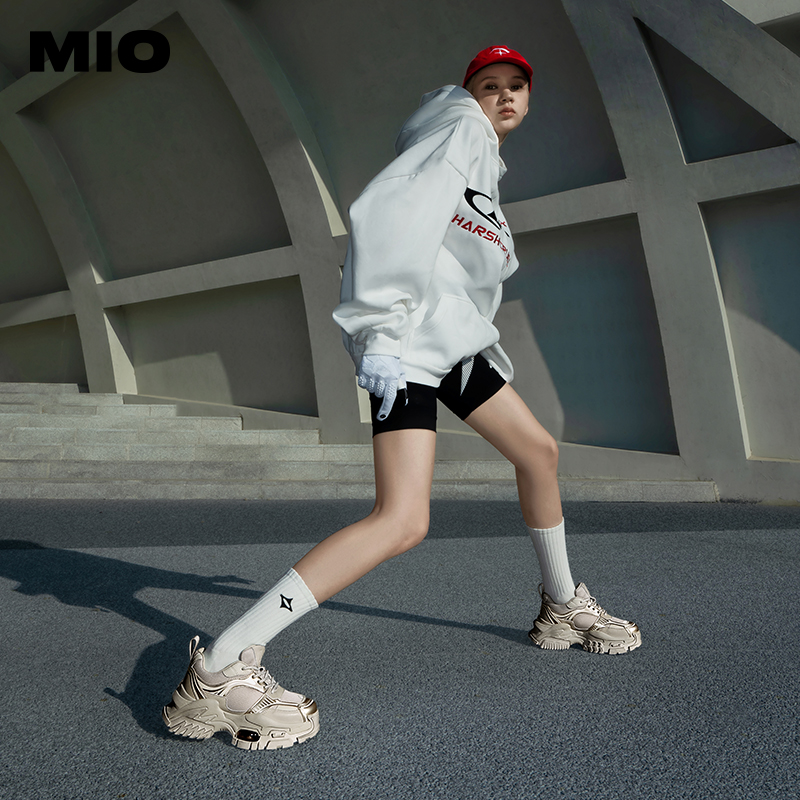 MIO米奥2024年春季高跟厚底老爹鞋舒适时髦通勤运动休闲鞋女鞋 - 图1