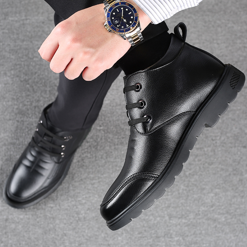 特大码男鞋45皮棉鞋46加绒保暖真皮羊毛高帮皮毛一体47雪地靴子48 - 图2