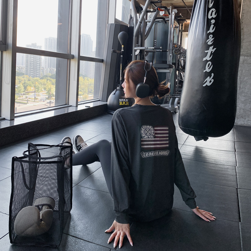 宽松显瘦健身服大码胖mm跑步瑜伽上衣速干印花运动T恤女长款罩衫,淘宝优惠券,粉丝福利购,淘宝优惠卷