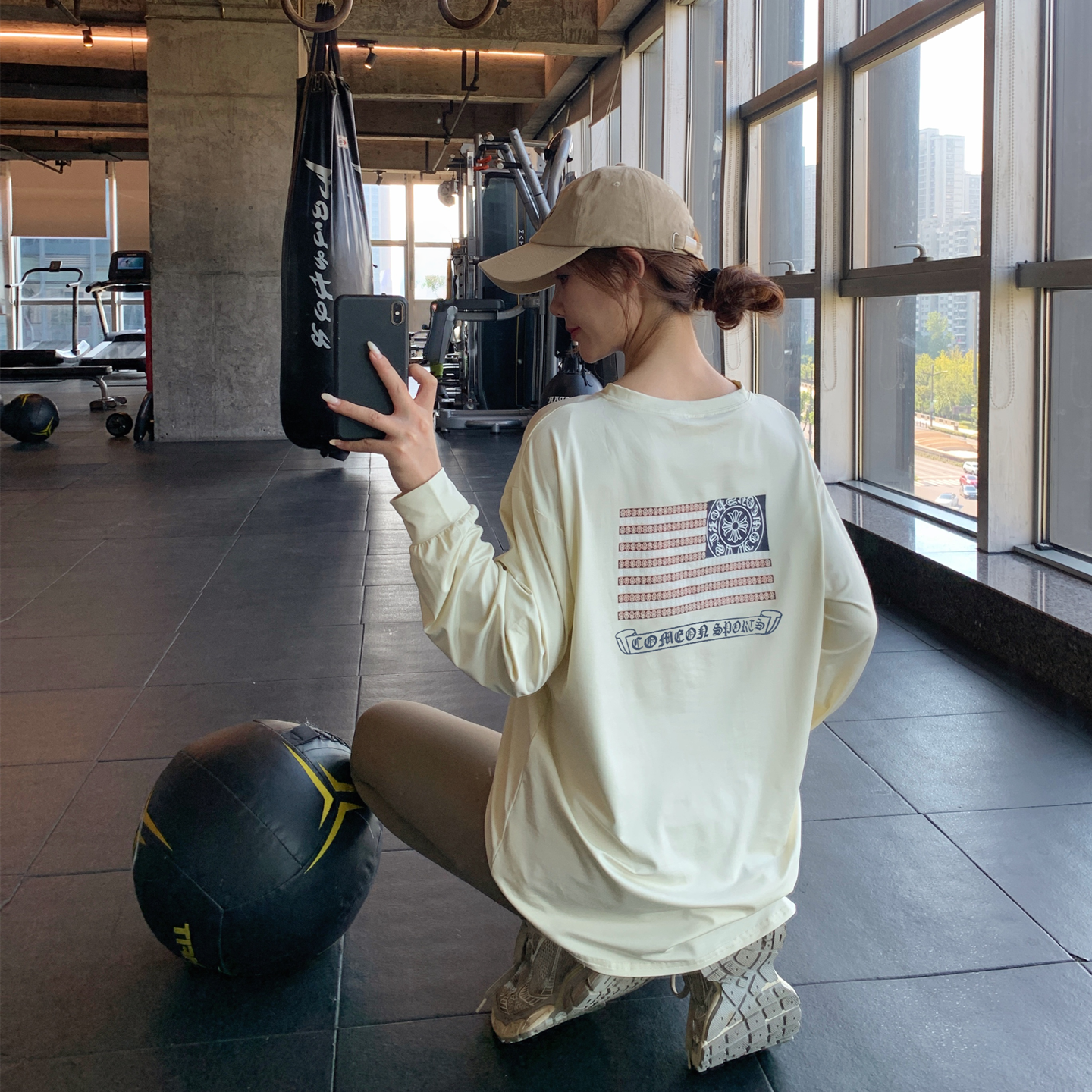 宽松显瘦健身服大码胖mm跑步瑜伽上衣速干印花运动T恤女长款罩衫,淘宝优惠券,粉丝福利购,淘宝优惠卷