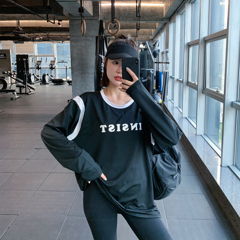显瘦健身服女大码T恤运动服瑜伽上衣宽松速干晨跑步字母遮臀罩衫,淘宝优惠券,粉丝福利购,淘宝优惠卷