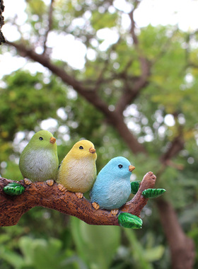 三只小鸟树挂树脂户外装饰