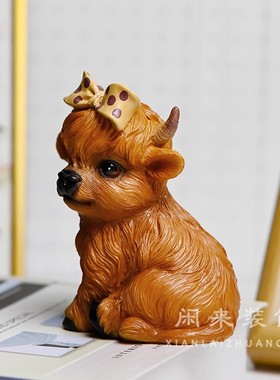 可爱苏格兰高地牛装饰摆件动物