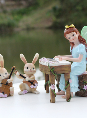 亚马逊跨境新品花仙子弹钢琴摆件