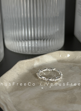 925纯银简约麻花开口叠戴戒指