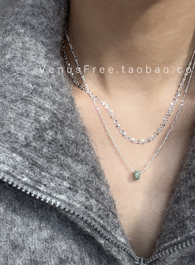 叠戴一绝天然翡翠玉石欧美项链