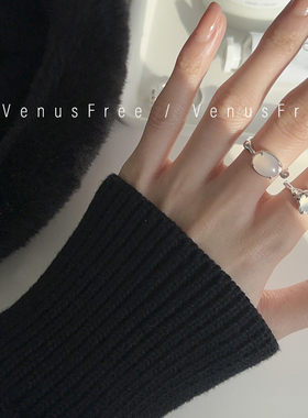 925纯银小众异形白玛瑙宝石戒指