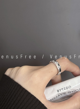 3选925纯银设计感异形蓝宝石闪钻星星爱心细戒指叠戴韩国银饰开口