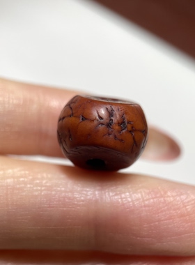 藏地手工镶嵌松石凤眼菩提单珠14.5mm 马蹄形盘念过酥油味配珠186