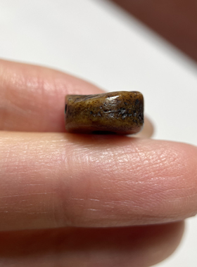 藏地百年原镶嵌松石灵骨珠单颗11.5mm蝌蚪纹材质自观配珠配饰1006