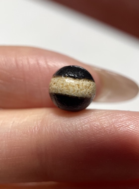 西亚百年镶蚀黑白一线药师玛瑙珠8.3mm 念珠手串手链配珠配饰1566