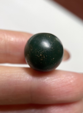 百年墨绿色老玛瑙圆珠13.8mm 念珠手串多宝老珠配珠单珠散珠 1236