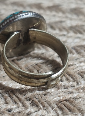 谜篱精品尼泊尔手工镶嵌绿松石戒指