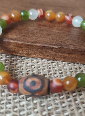 谜篱原创小众设计天然玛瑙石天珠搭配树脂珠子多宝手串手链