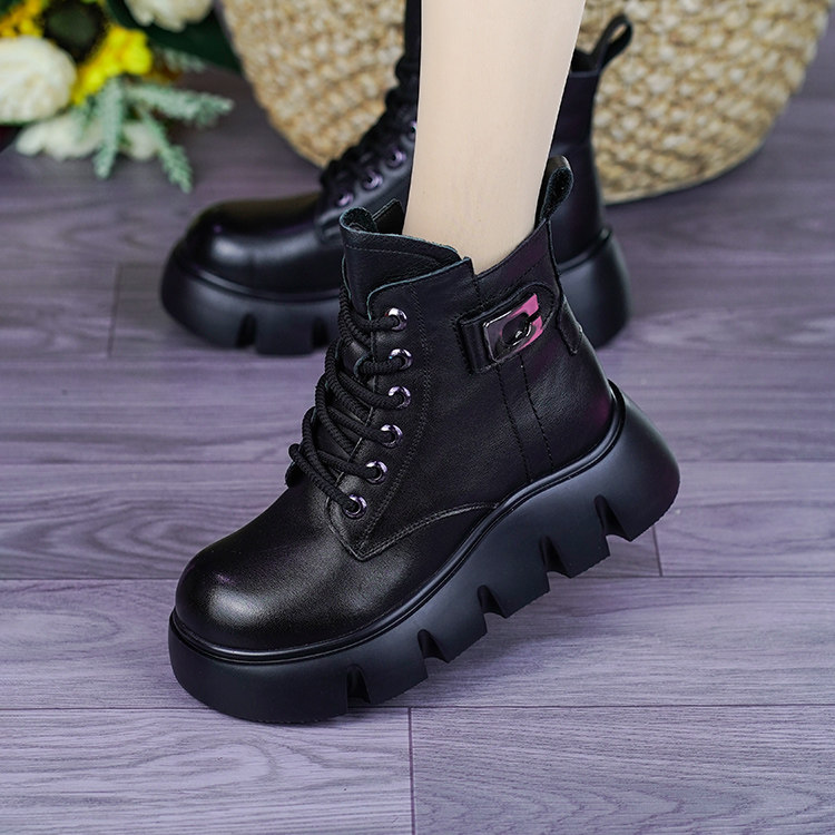 真皮松糕厚底马丁靴女秋冬新款软面羊毛保暖棉靴轻便舒适加绒短靴,淘宝优惠券,粉丝福利购,淘宝优惠卷