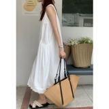 Соломенная пляжная вместительная и большая сумка на одно плечо