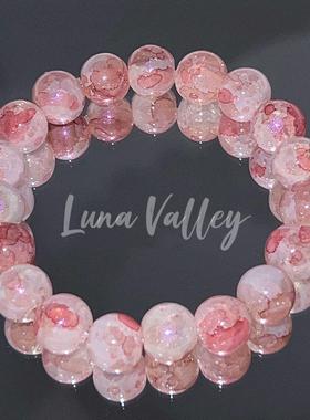 送新款众闺蜜人鱼红颜中式小手链设计姬女红色新手串玻璃珠