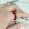 Zhenqiaoge red agate 18K gold bead ring