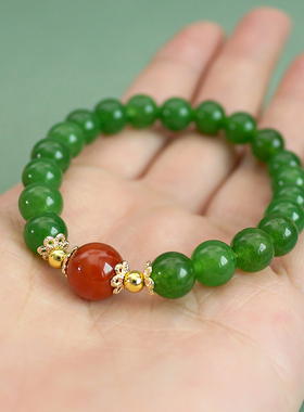 珍巧阁原创手作饰品碧玉岫玉手串
