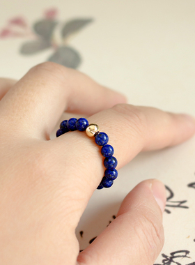 珍巧阁金珠青金石戒指