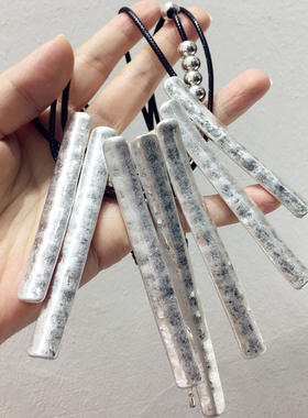 欧美夸张名族风做旧长条长方形多层次黑绳串珠圆珠子项链锁骨链颈