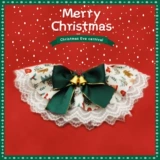 Рождественский слюнявчик, кружевной колокольчик, чокер, красный шарф, нагрудник, кот, домашний питомец