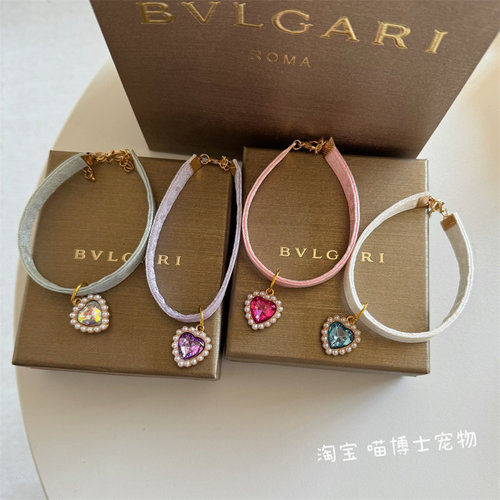 宠物可调节吊坠蝴蝶结项圈泰迪比熊可爱领结猫咪狗狗爱心围嘴项链 - 图0