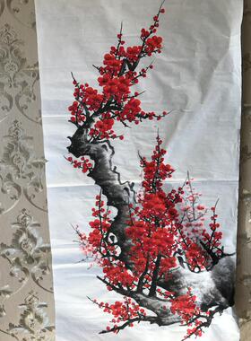 纯手绘紫梅客厅玄关报春图装饰画