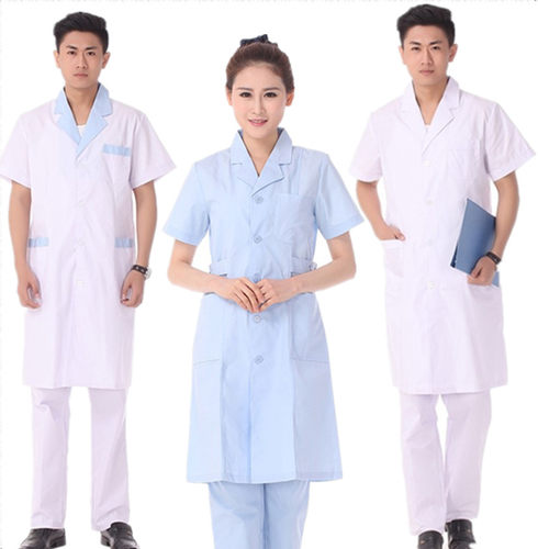 南丁格尔医生服白大褂衣医师服冬装长袖短袖口腔实验服蓝女松紧袖 - 图1