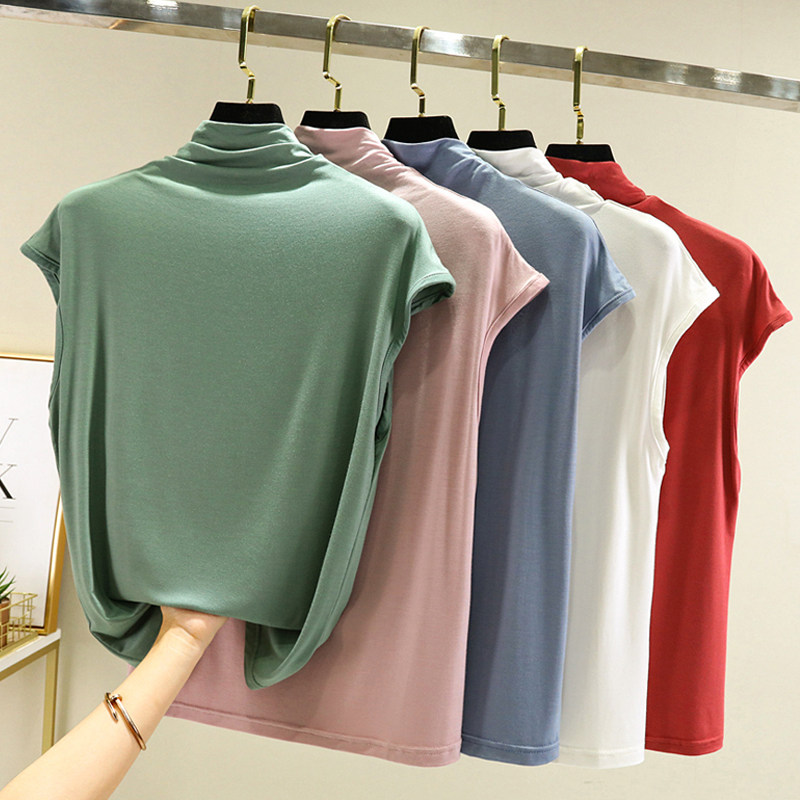 中领背心莫代尔女夏季百搭洋气半高领打底无袖衫t恤内搭上衣春秋,淘宝优惠券,粉丝福利购,淘宝优惠卷