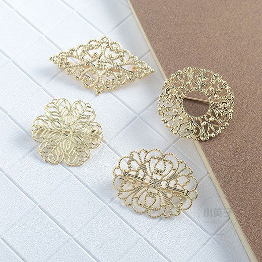 diy花片胸针胸花手作配件（2只）铜质保色挂电小英子胸饰手工材料,淘宝优惠券,粉丝福利购,淘宝优惠卷