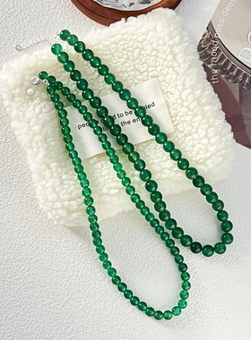 新中式叠戴绿玛瑙项链女